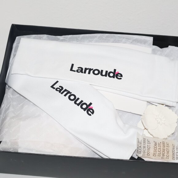 Larroudé Dolly Heeled Mules Made in Brazil Neutral Woven Open Toe Neutral US 10 - Picture 7 of 10